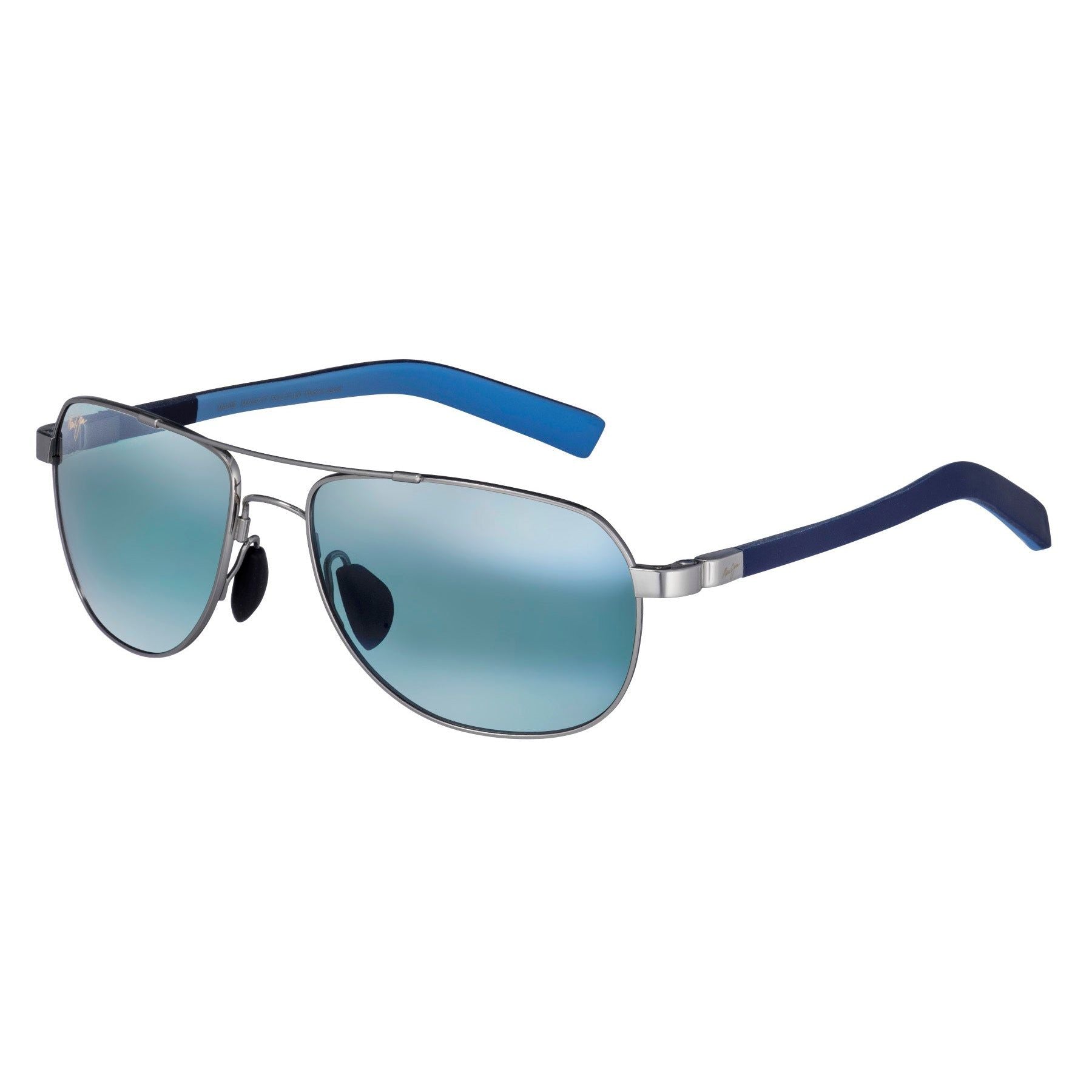 MAUI JIM-GUARDRAILS 321 17 Aviator Sunglasses Silver/Blue/Light Blue Polarized Neutral Grey